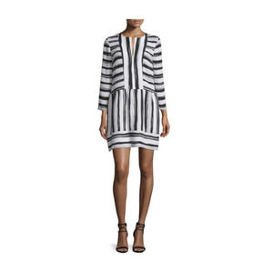 BCBGMaxazria Annora Half-Sleeve Striped‎ Dress Size S